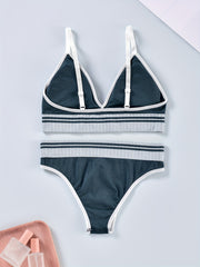 Contrast Trim Bra & Panties Lingerie Set