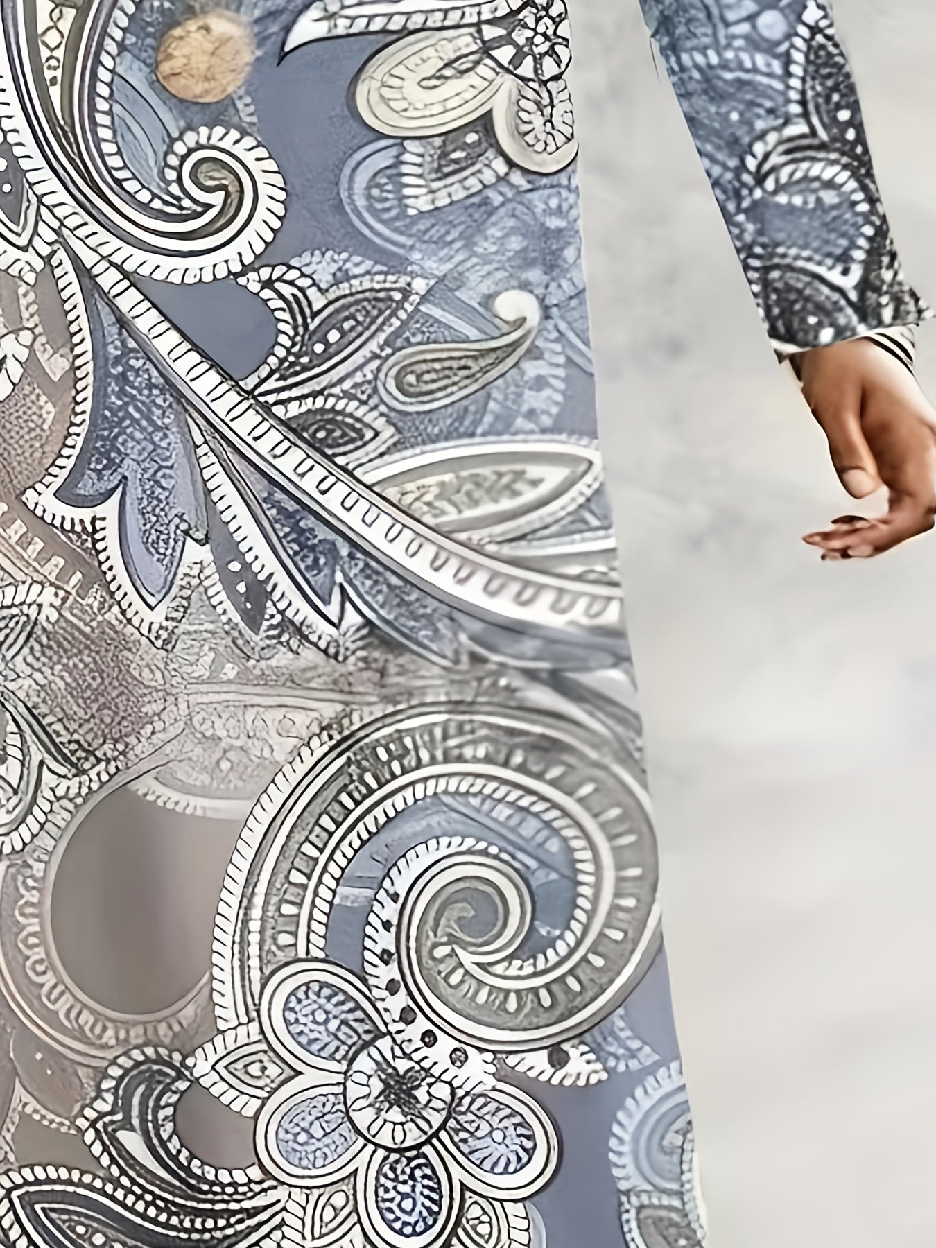 Boho Paisley Print Long Sleeve Maxi Dress
