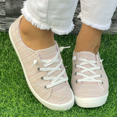Casual Striped Flat Shoes Women's Lightweight Sport Shoes