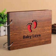 Vintage Wooden Scrapbook Album 30 Sheets DIY Memory Book Love Footprint