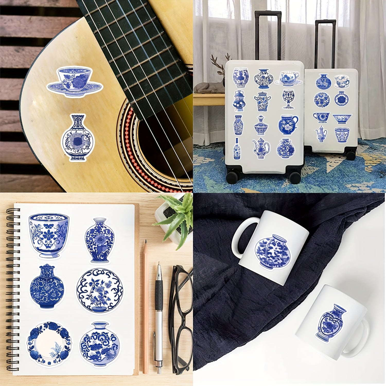 50pcs Cartoon & Porcelain Phone Case Stickers Waterproof DIY Decals