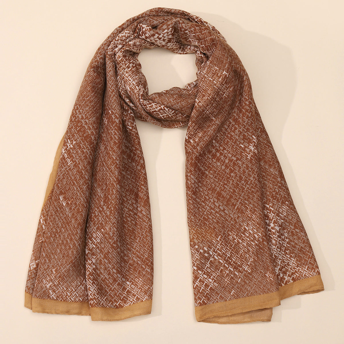 Light Brown Houndstooth Scarf Fall Winter Scarves For Women