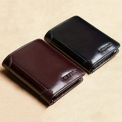 RFID Anti-theft Leather Wallet Trifold Slim Short Wallet