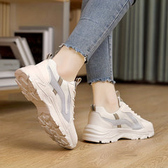 Women's Chunky Lace-Up Mesh Sneakers Thick Sole Platform Dad Shoes