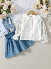 Baby Girls' Ruffled Blouse Top & Suspender Skirt Set