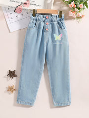 Girls' Butterfly Graphic Elastic Waist Jeans