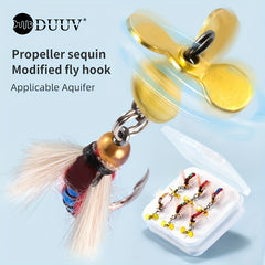 6pcs 10pcs Fly Fishing Bait Hook Salmon Trout Dry Flies Rotating Sequin