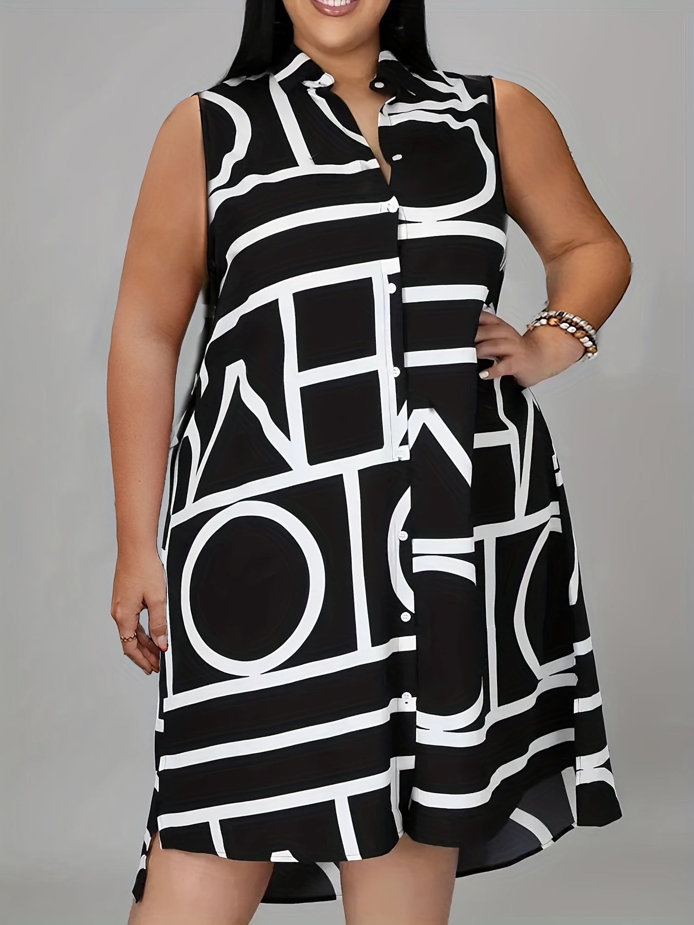 Geometric Print Tank Dress