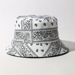 Unisex Sunshade Bucket Hat with Cashew Flower Design for Outdoor Travel
