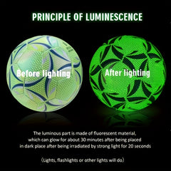 Size 4 5 PU Anti Slip Luminous Soccer Ball For Night Training