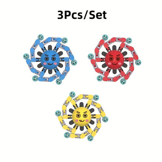 3pcs Glow in Dark Fidget Spinners Expressions Plastic Decompression T