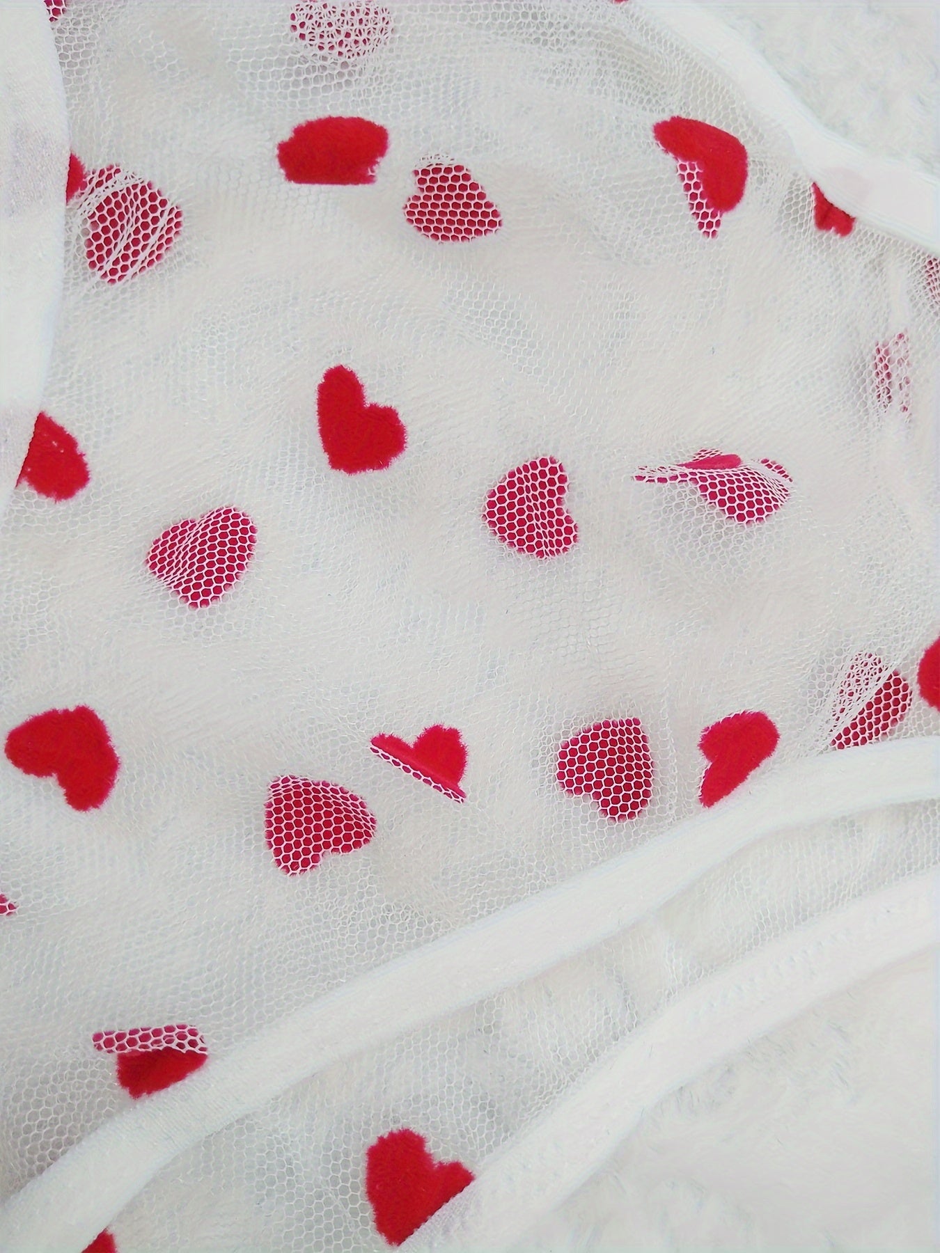 Sexy Heart Print Mesh Bra & Panty Lingerie Set