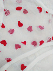 Sexy Heart Print Mesh Bra & Panty Lingerie Set