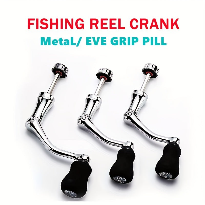 Metal Fishing Reel Handle with Comfortable Knob Replacement for S M L Reels