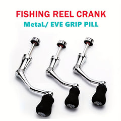 Metal Fishing Reel Handle with Comfortable Knob Replacement for S M L Reels