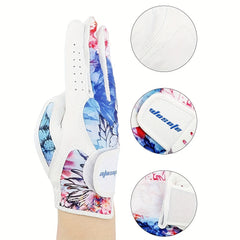 Women's Golf Gloves Flower Print Non-Slip Athletic Gloves