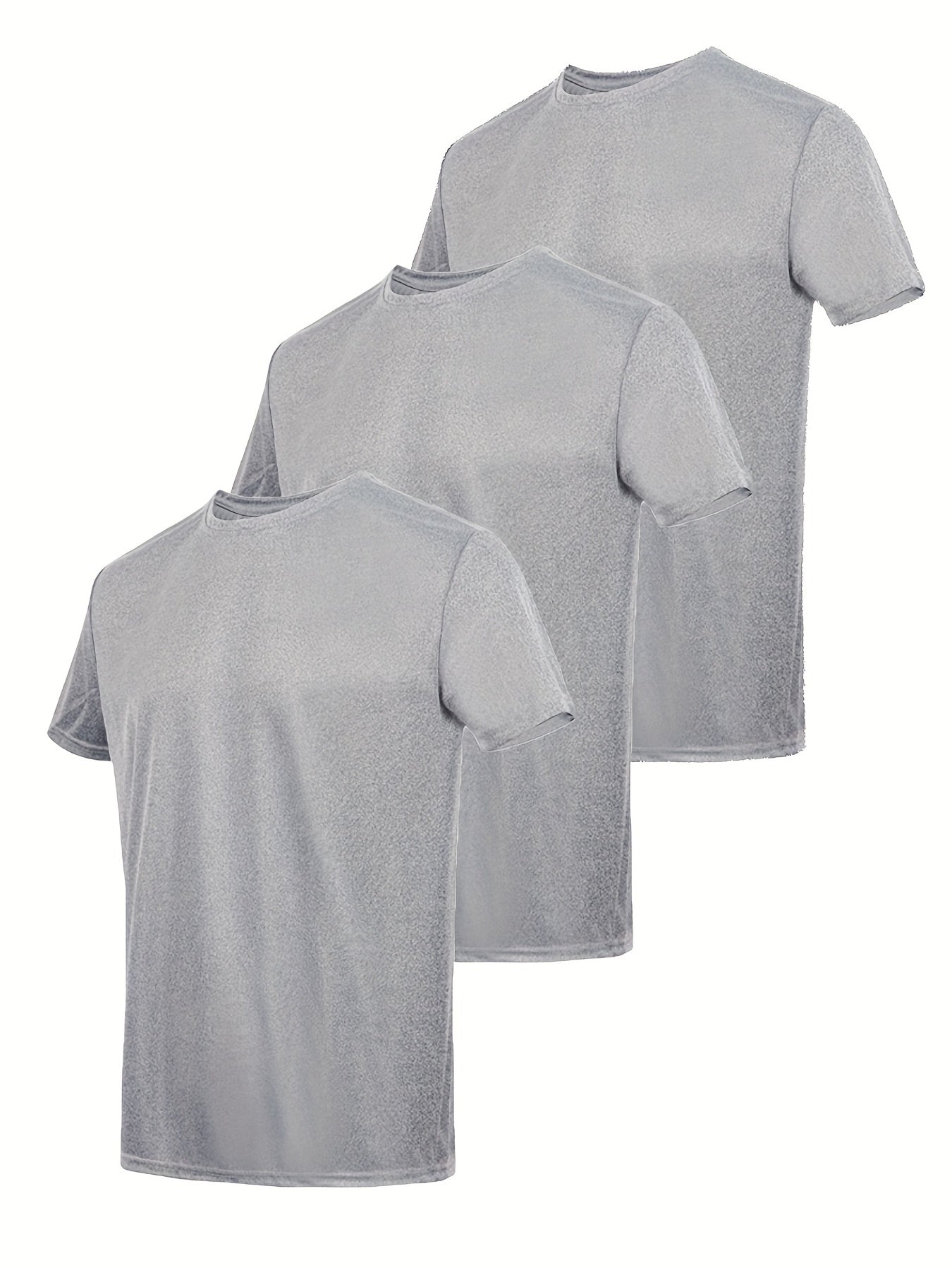 3pcs Men's Solid T shirt Active Breathable & Quick-Dry for Workouts