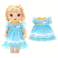 Pink Doll Clothes Set for 12" Dolls with Reusable Toy