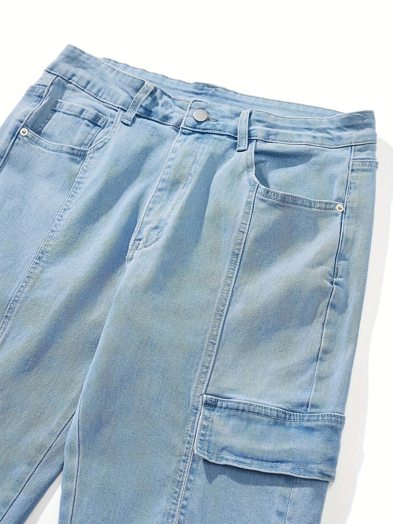 Baggy Pocket Cotton Jeans Men s Casual Loose Fit Stretch Denim Pants