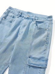 Baggy Pocket Cotton Jeans Men s Casual Loose Fit Stretch Denim Pants