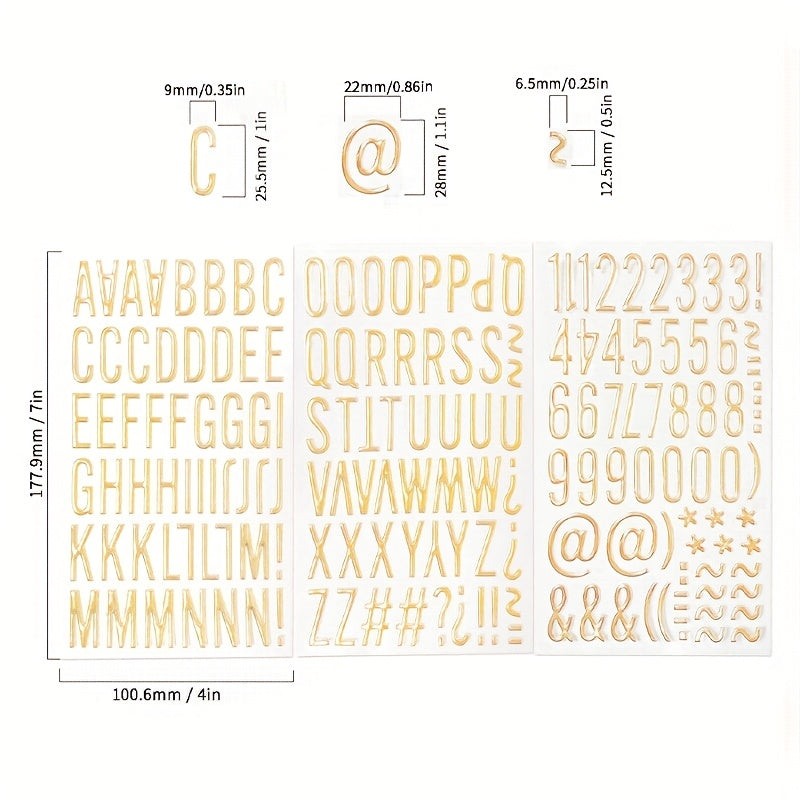 3D Golden Foil Letter & Number Stickers Self Adhesive Cut Outs DIY Crafts