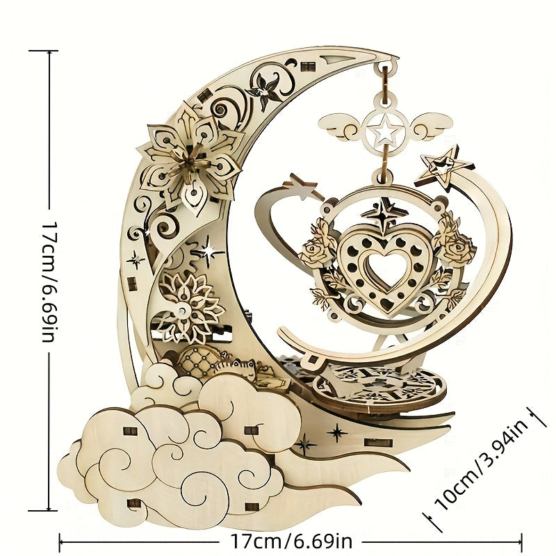 3D Wooden Puzzle Midsummer Night Star Golden Moon & Stars Mechanism
