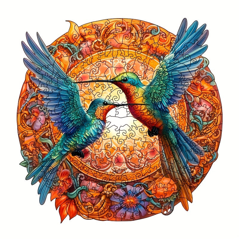 Hummingbirds & Floral Wooden Jigsaw Puzzle for Adults
