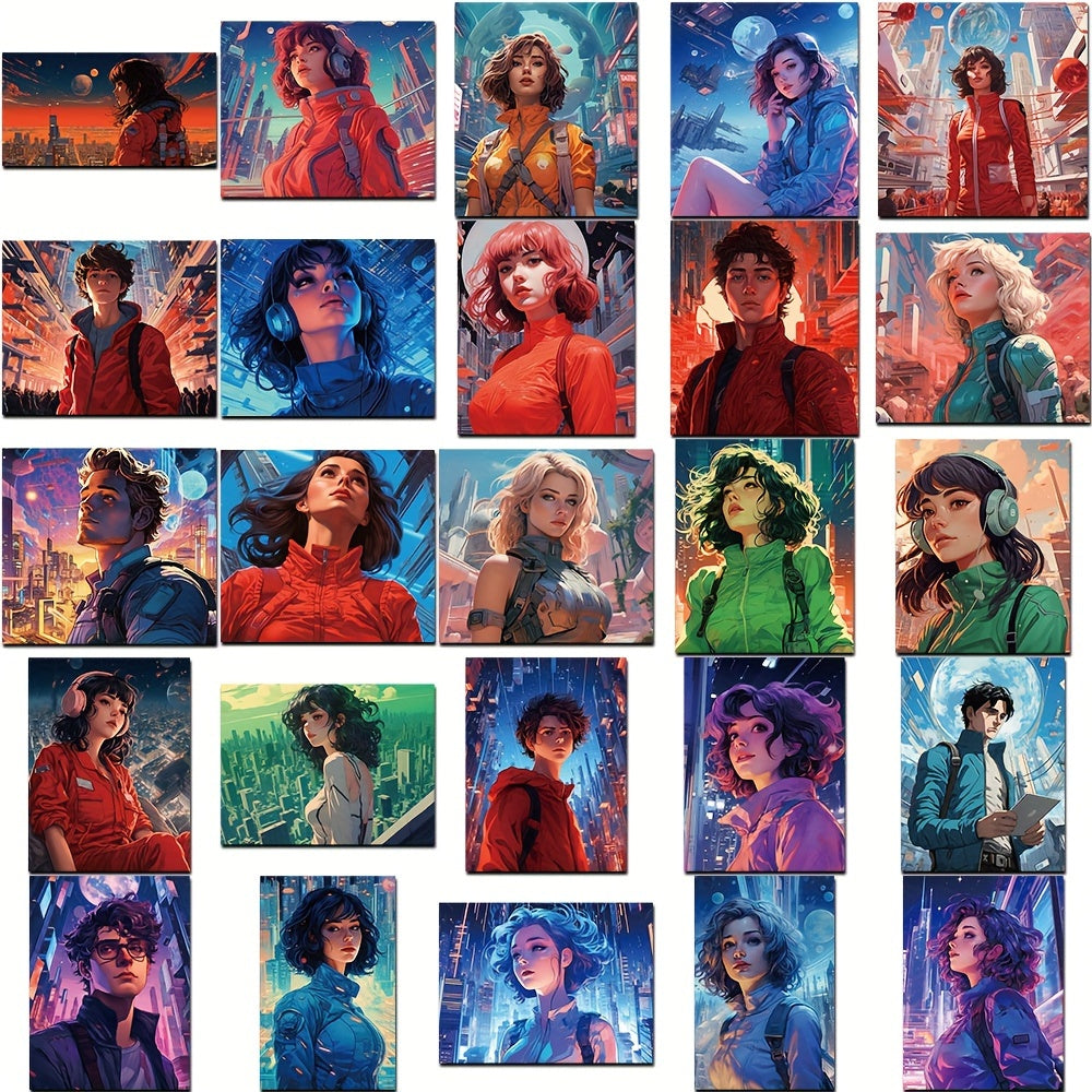 50pcs Cartoon Future Character Graffiti Stickers for Decoration