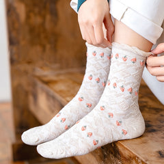 5 Pairs Strawberry Pattern Socks Mid Tube Women's Stockings