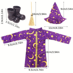 3pcs Elf Accessories Halloween Robe Mini Broom Small Shoes Christmas Toys
