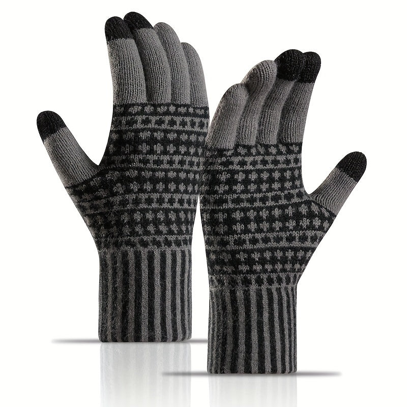 Winter Touch Screen Thickened Knitted Gloves For Men
