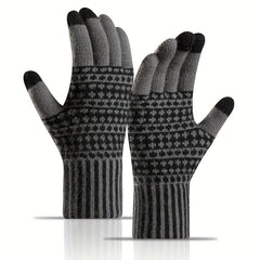 Winter Touch Screen Thickened Knitted Gloves For Men