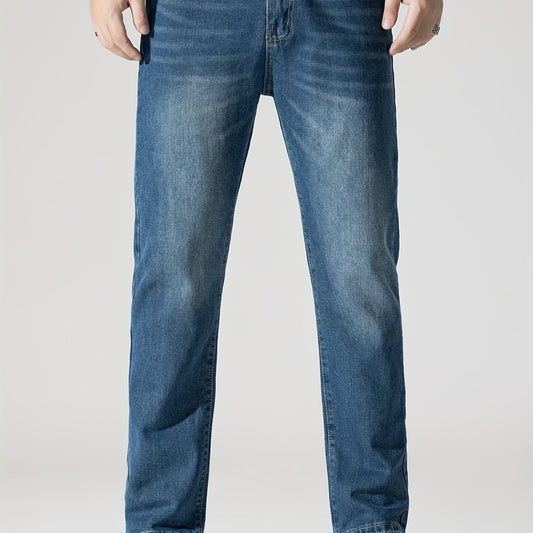 Mens Regular Washed Denim Pants Casual Street Style All Match Jeans