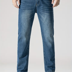 Mens Regular Washed Denim Pants Casual Street Style All Match Jeans