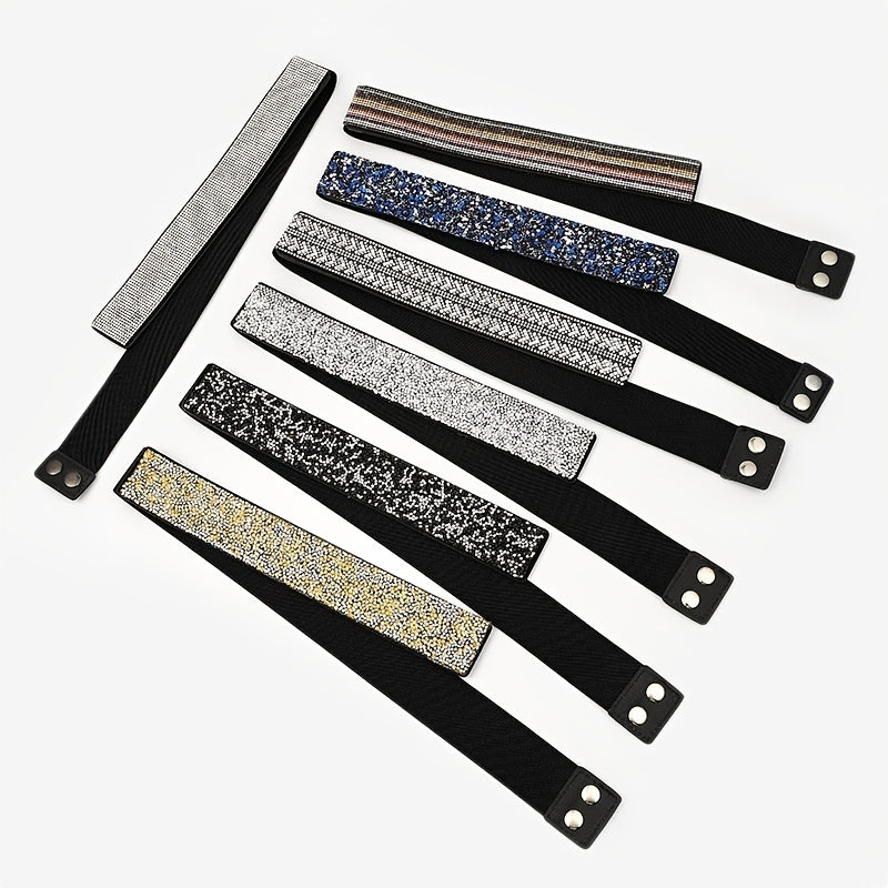 Rhinestone Elastic Waist Belt Women's Crystal Girdle Night Out