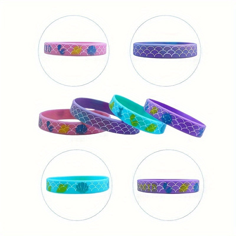 4 Pcs Mermaid Underwater Party Silicone Bracelet Pack