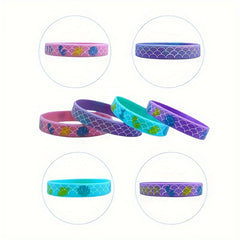 4 Pcs Mermaid Underwater Party Silicone Bracelet Pack
