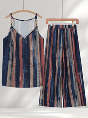 Tie Dye Stripe Print Cami Top & Pants Set