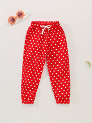Toddler Girls Polka Dot Graphic Bow Front Elastic Waist Thin Casual Sports Jogge