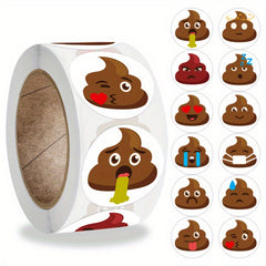 500 Poop Stickers - Comedy Assorted Labels - Fun Gift Seals for Envelopes