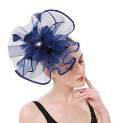 Large Mesh Faux Feather Fascinator Head Piece Hair Accessories