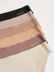 6pcs Seamless Solid Bikini Panties Breathable Intimates Women's Lingerie