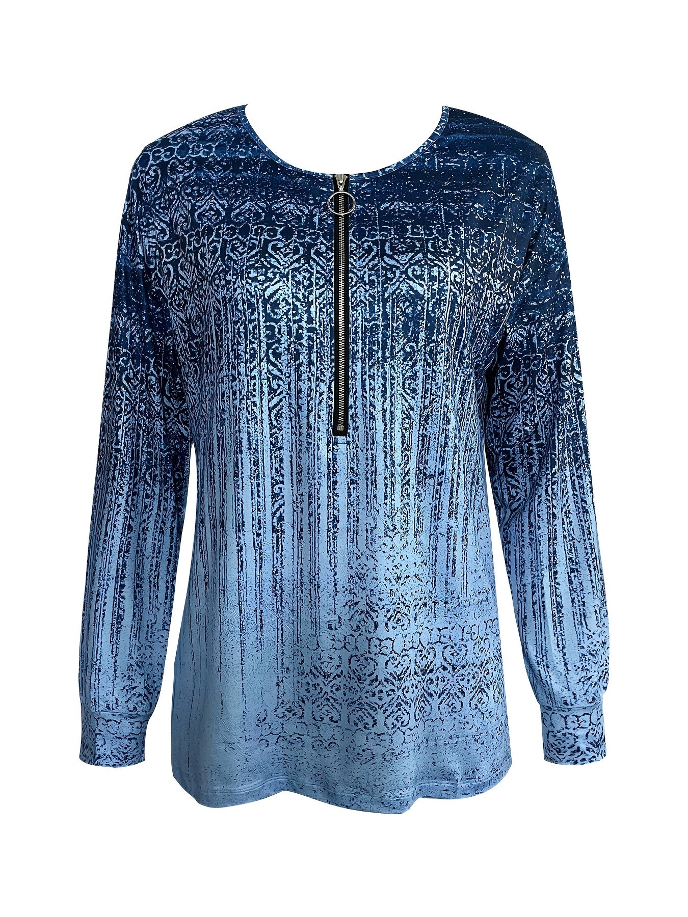 Graphic Print Half Zip Sweatshirt Casual Long Sleeve Sweatshirt