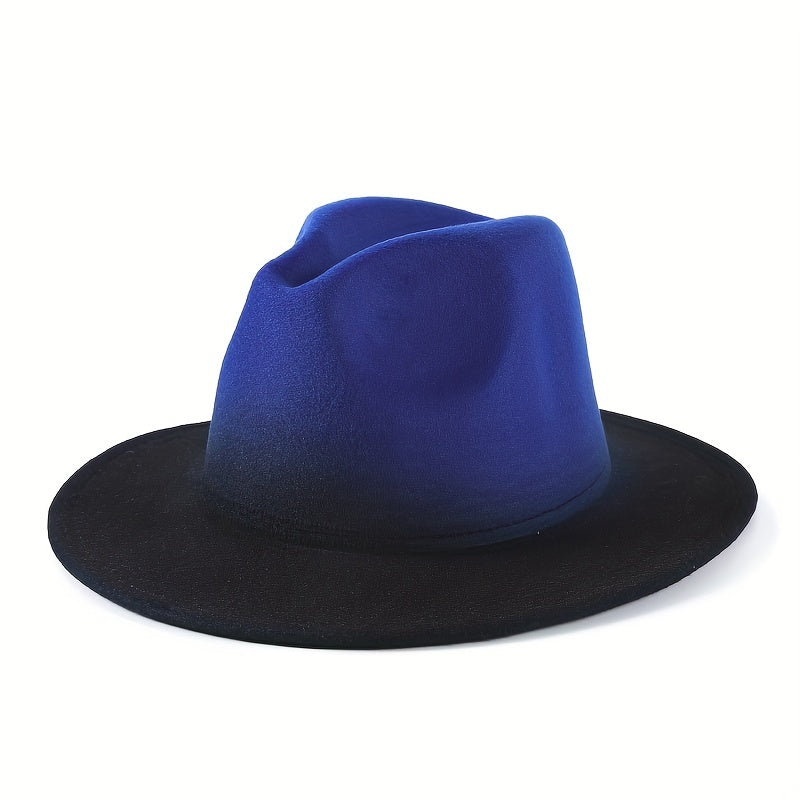 Y2K Vintage Fedora Cap Gradient Block Jazz Trilby Hats