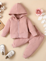 Baby Girls Thermal Hooded Coat Trousers Set
