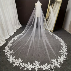 Lace Wedding Veil Embroidery Flower Cathedral Bridal Veil