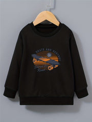 Cartoon Skateboard Letter Print Kid's Sweatshirt Long Sleeve Top