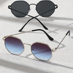 2 Pairs Men's Metal Round Frame Sunglasses Casual Eyewear