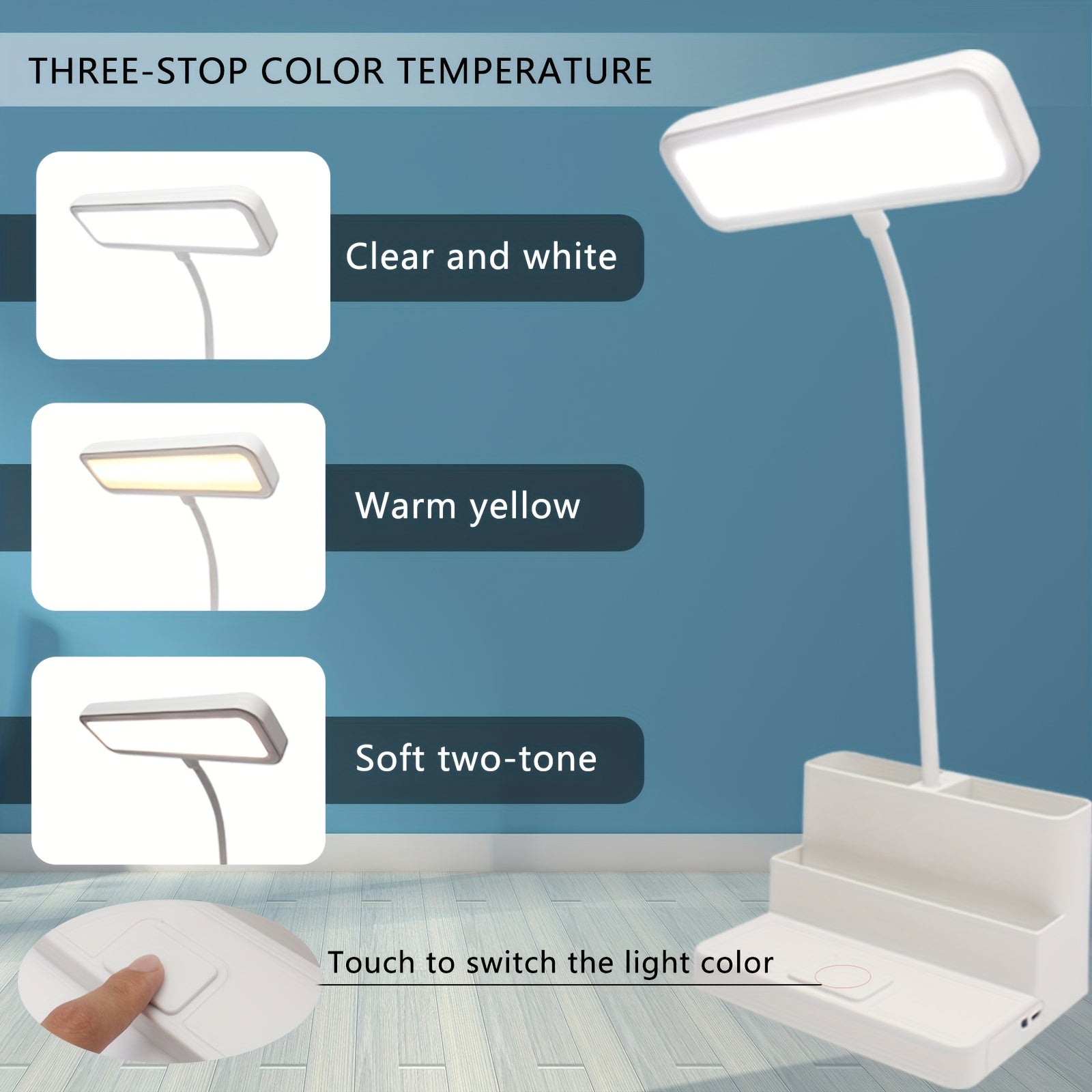 Multifunctional LED Desk Lamp Touch Folding Study Reading Bedside Lamp