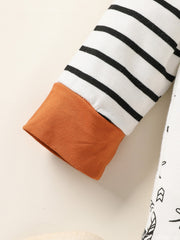 Baby Boys Autumn Winter Outfit Long Sleeve Top & Striped Pants Set
